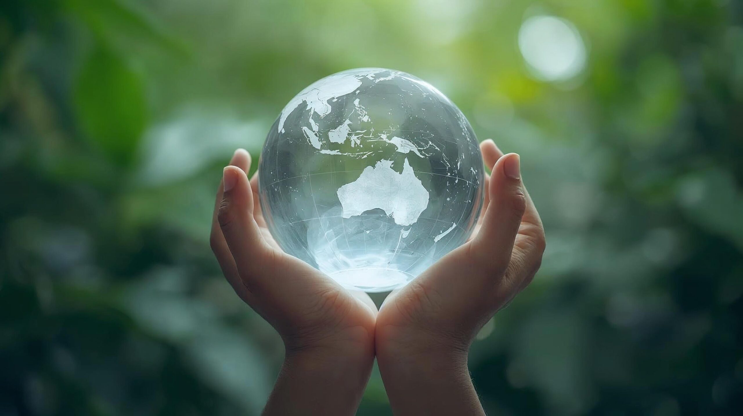 Hands cupping a globe
